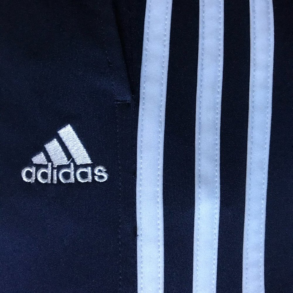Adidas three-stripe navy pants